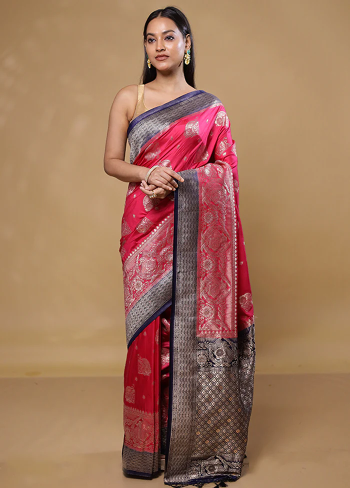 Pink Dupion Silk Saree With Blouse Piece - Image 2