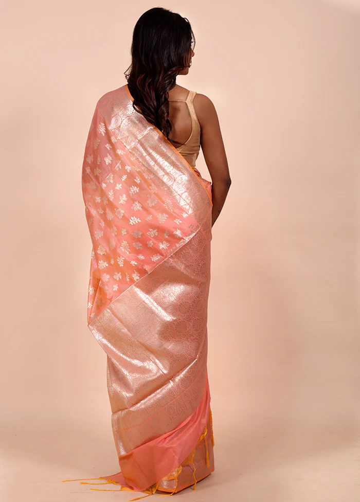Pink Dupion Silk Saree With Blouse Piece - Image 3