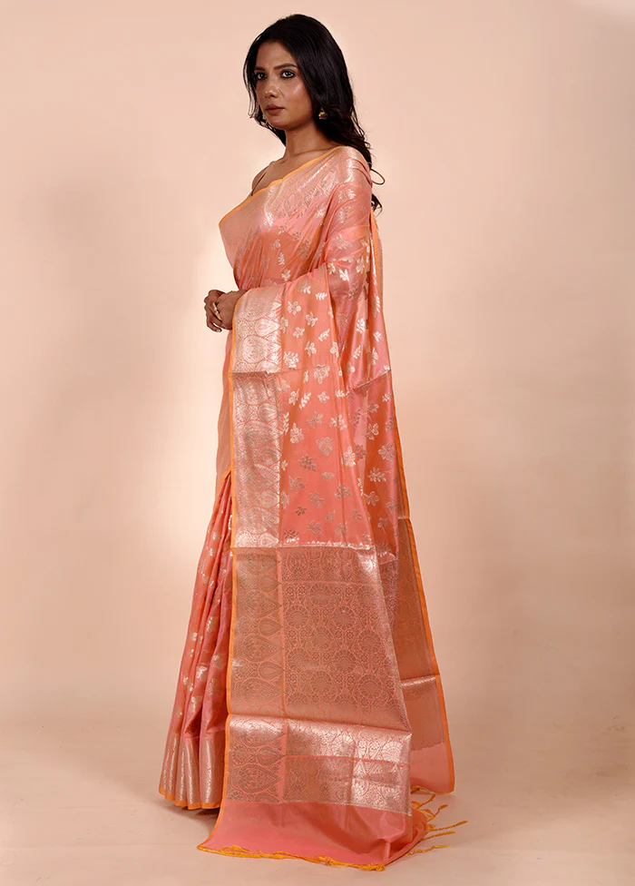 Pink Dupion Silk Saree With Blouse Piece - Image 4