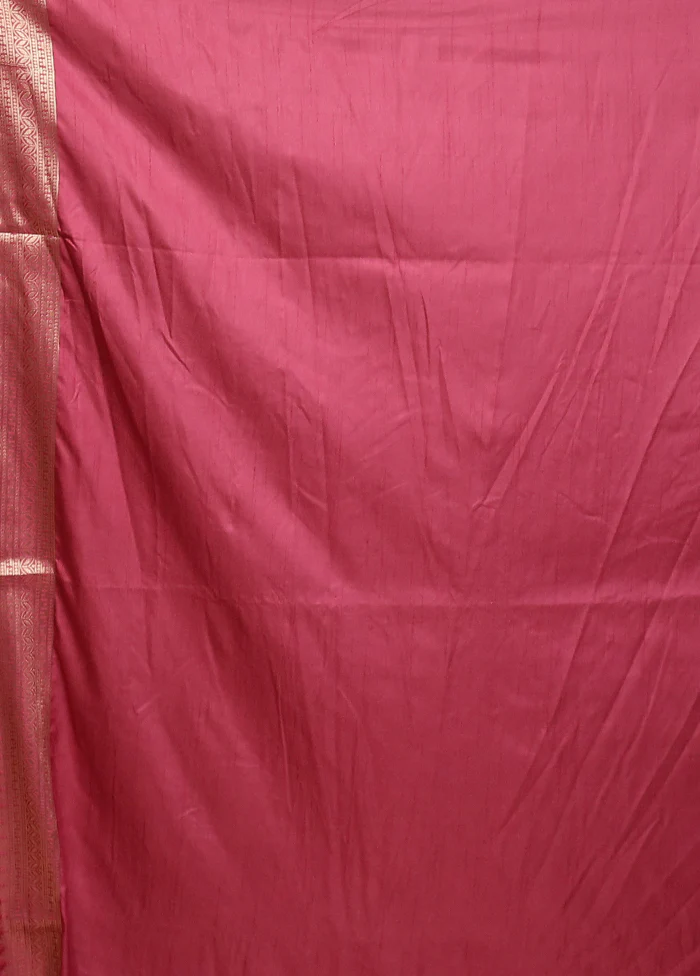 Pink Dupion Silk Saree With Blouse Piece - Image 5