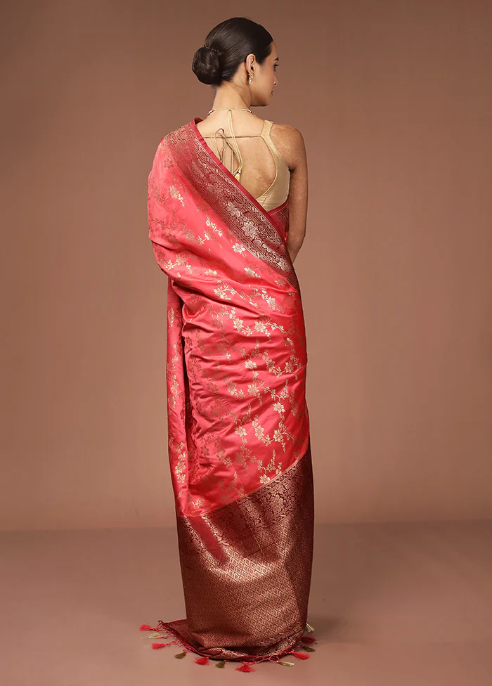 Pink Dupion Silk Saree With Blouse Piece - Image 3