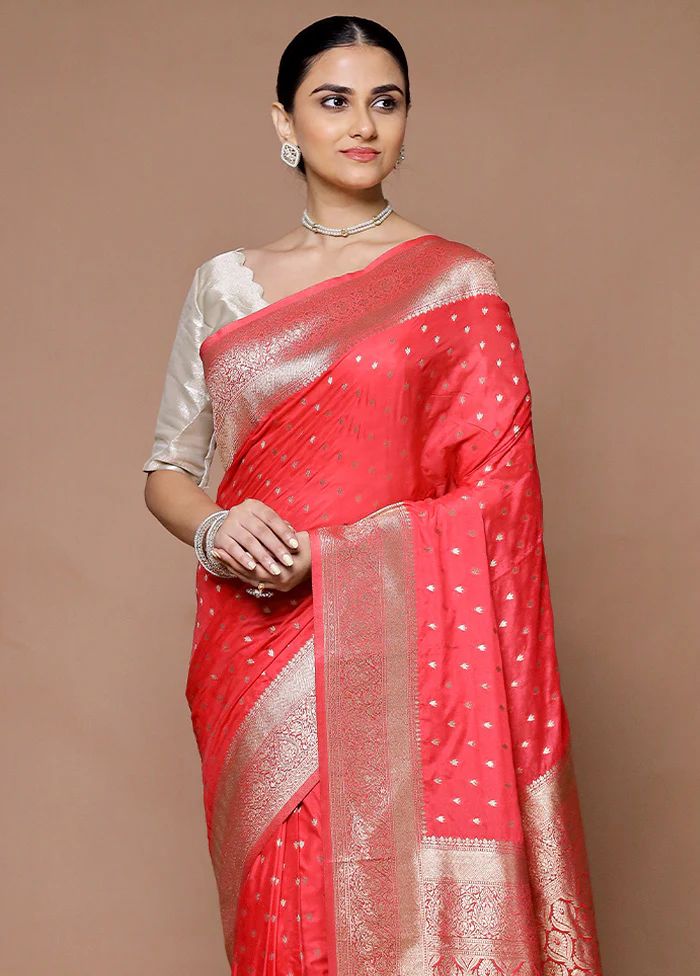 Pink Dupion Silk Saree With Blouse Piece - Image 2