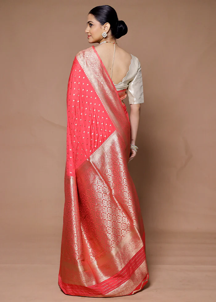 Pink Dupion Silk Saree With Blouse Piece - Image 3