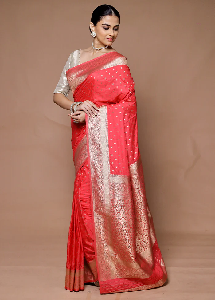 Pink Dupion Silk Saree With Blouse Piece - Image 4