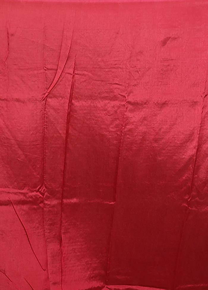 Red Dupion Silk Saree With Blouse Piece - Image 5
