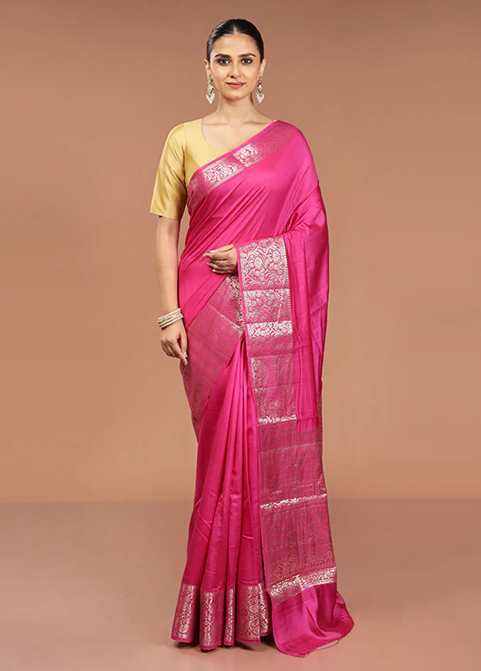Pink Dupion Silk Saree With Blouse Piece - Image 2