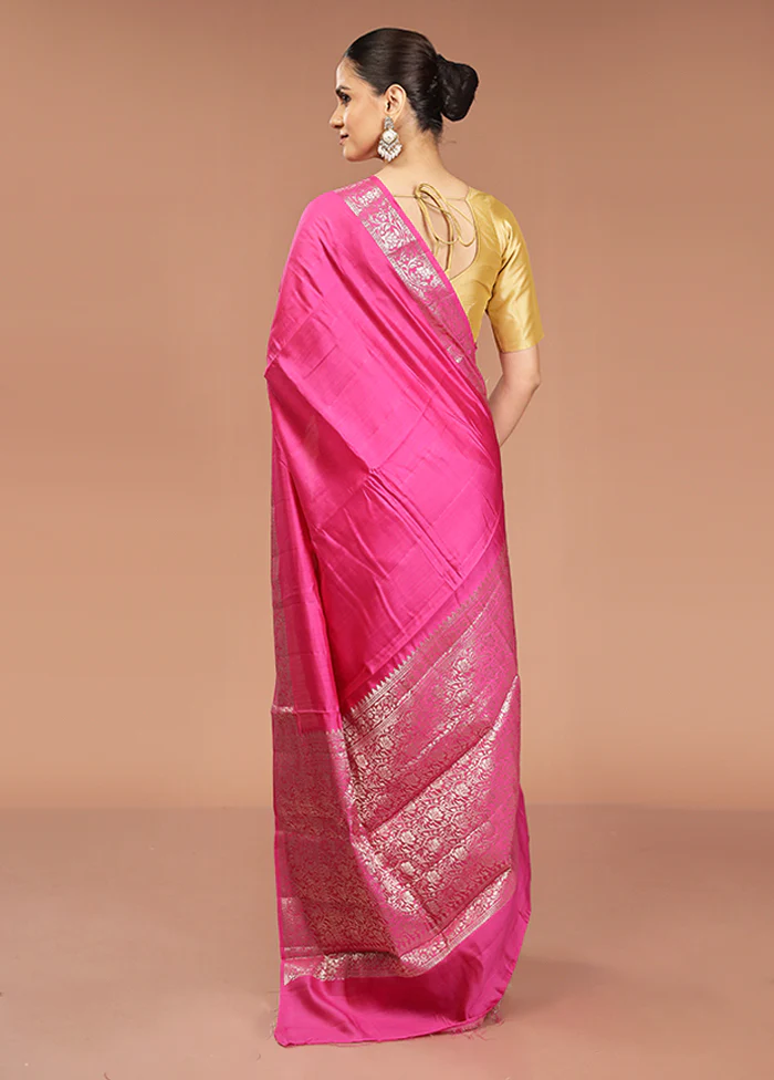 Pink Dupion Silk Saree With Blouse Piece - Image 3