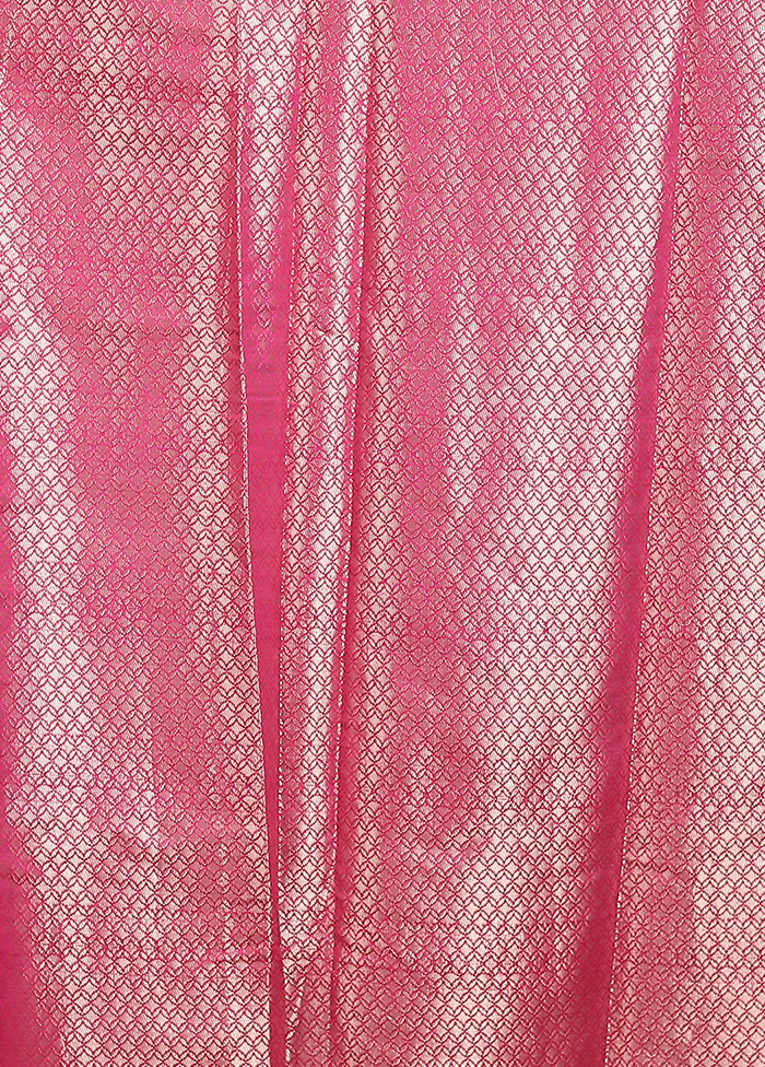 Pink Dupion Silk Saree With Blouse Piece - Image 5