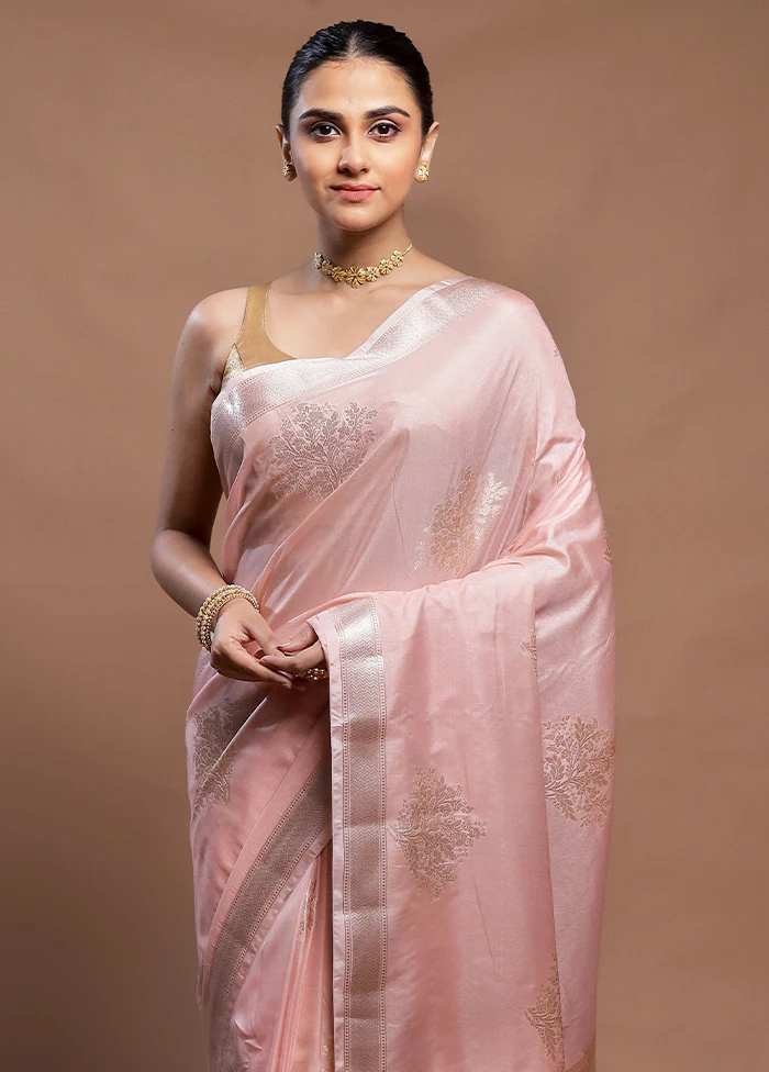 Pink Dupion Silk Saree With Blouse Piece - Image 2