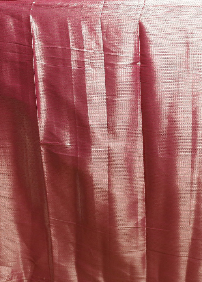 Pink Dupion Silk Saree With Blouse Piece - Image 5