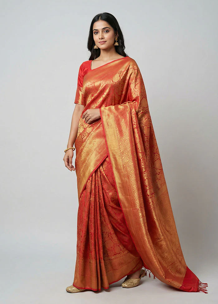 Pink Dupion Silk Saree With Blouse Piece