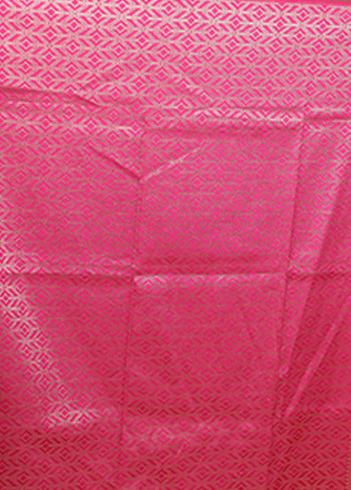 Pink Dupion Silk Saree With Blouse Piece - Image 5