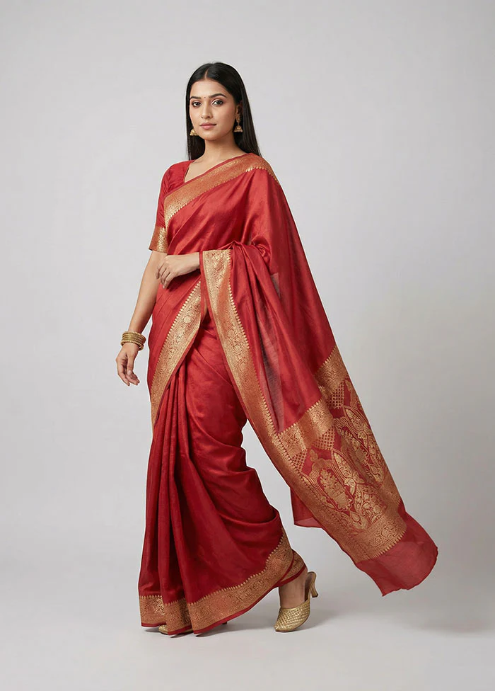 Pink Dupion Silk Saree With Blouse Piece