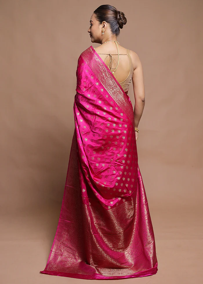 Pink Dupion Silk Saree With Blouse Piece - Image 3