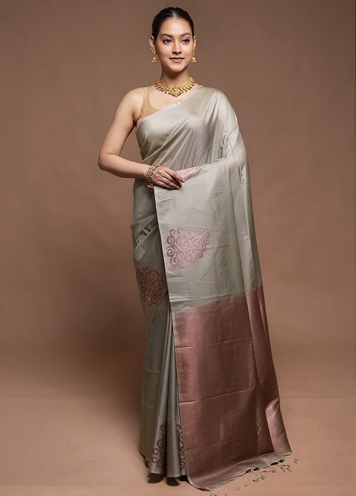 Pink Dupion Silk Saree With Blouse Piece