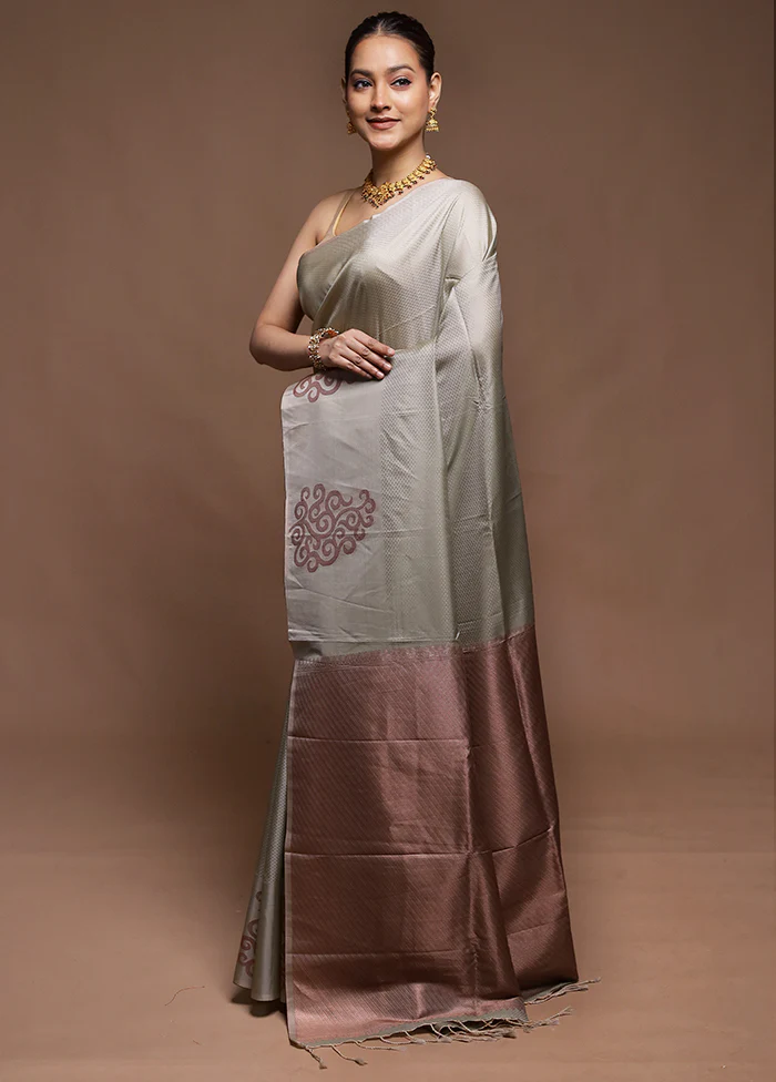 Pink Dupion Silk Saree With Blouse Piece - Image 4