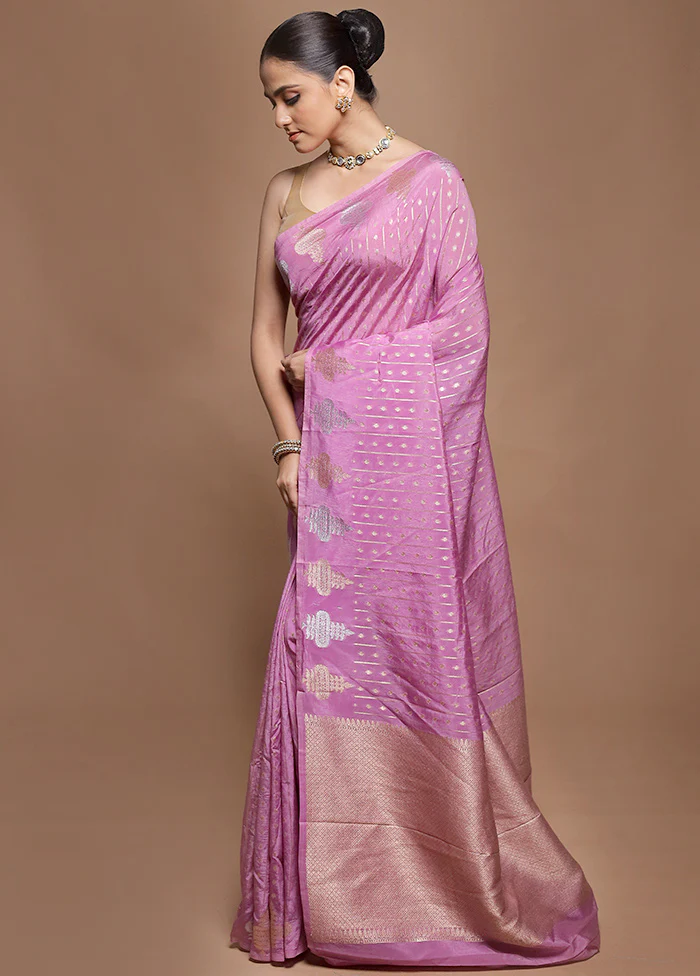 Pink Dupion Silk Saree With Blouse Piece - Image 4