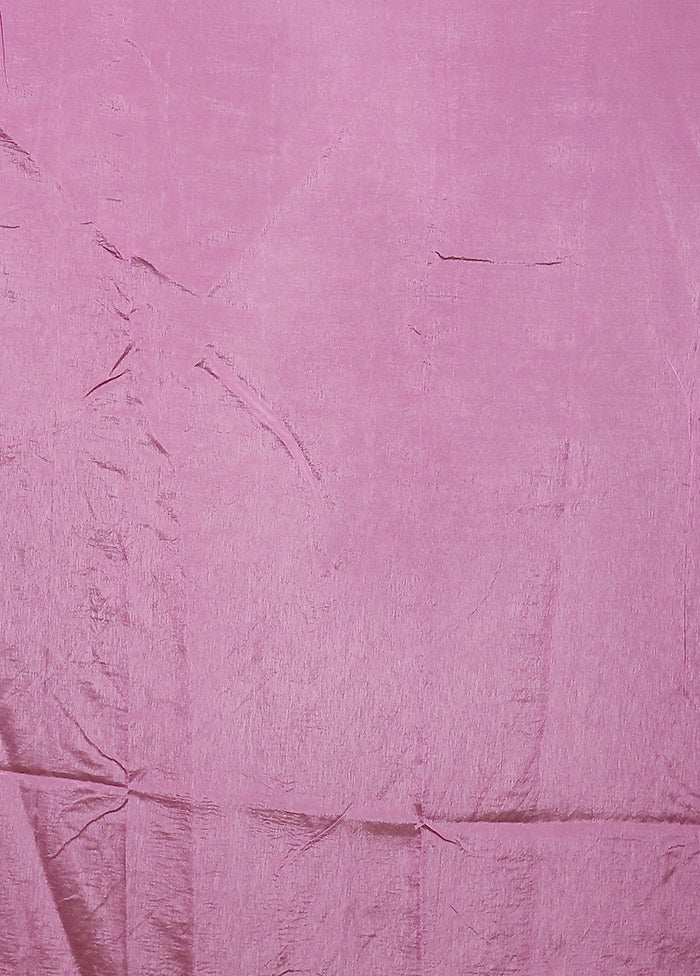 Pink Dupion Silk Saree With Blouse Piece - Image 5