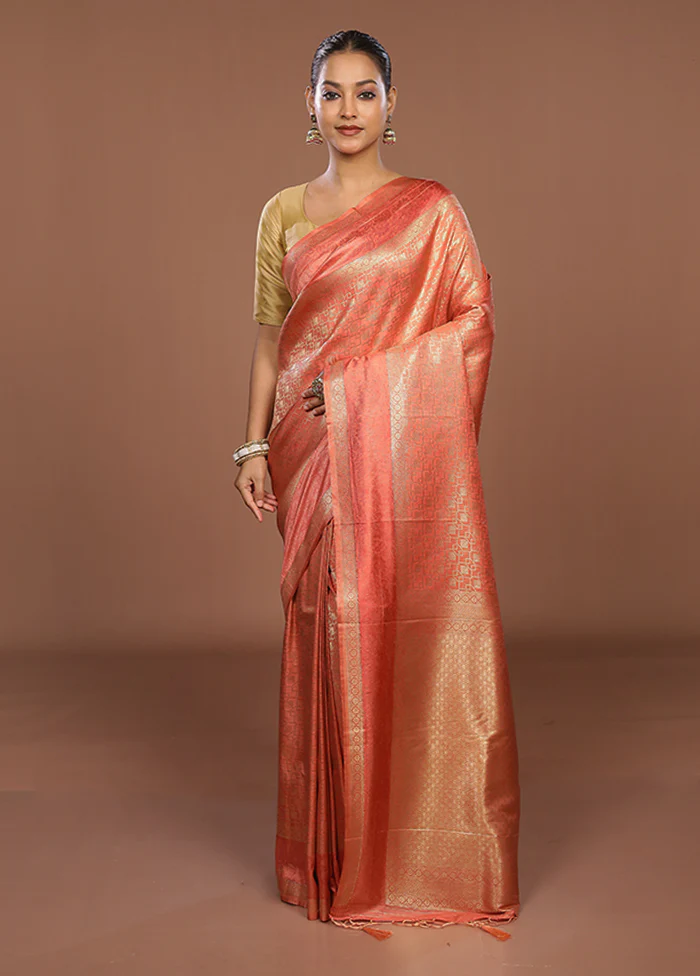 Pink Dupion Silk Saree With Blouse Piece - Image 2