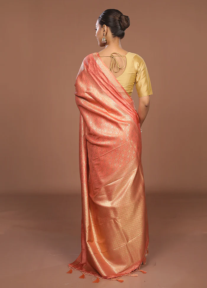 Pink Dupion Silk Saree With Blouse Piece - Image 3