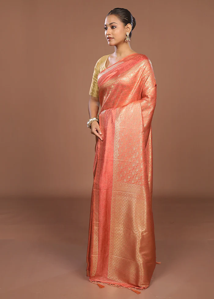 Pink Dupion Silk Saree With Blouse Piece - Image 4