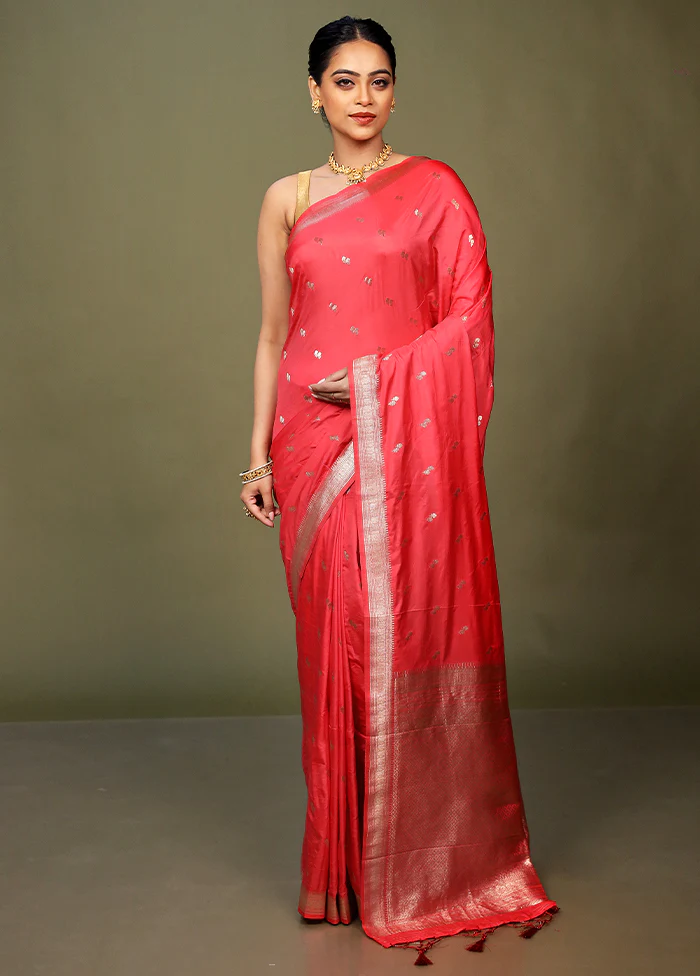 Pink Dupion Silk Saree With Blouse Piece - Image 2