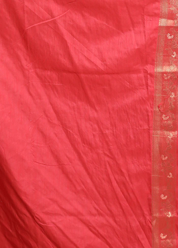 Pink Dupion Silk Saree With Blouse Piece - Image 5