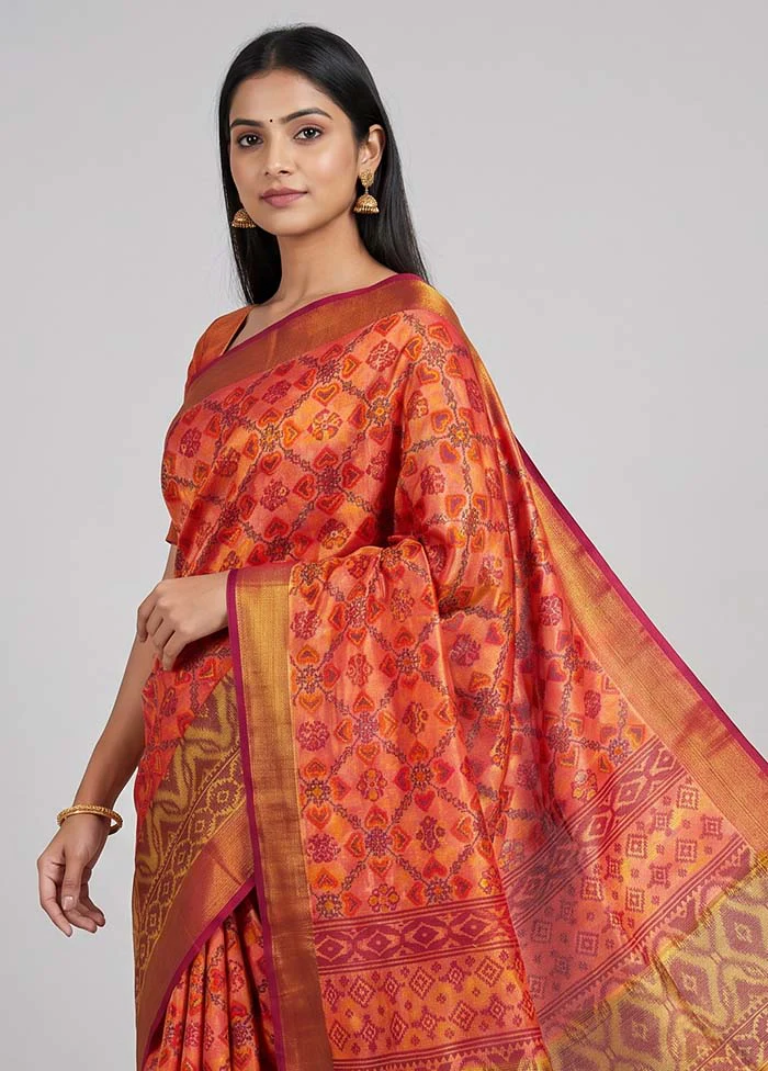 Pink Dupion Silk Saree With Blouse Piece - Image 2