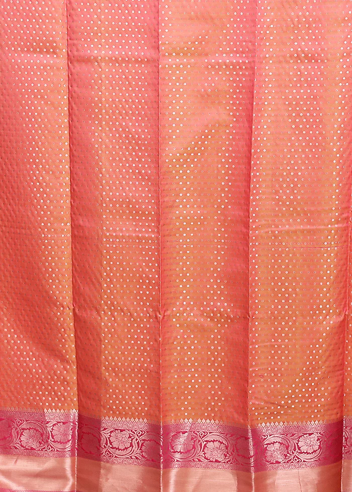 Pink Dupion Silk Saree With Blouse Piece - Image 5