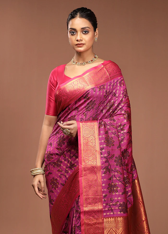 Pink Dupion Silk Saree With Blouse Piece