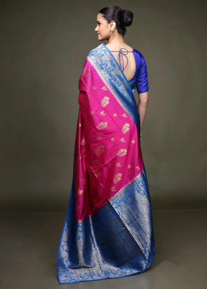 Pink Dupion Silk Saree With Blouse Piece - Image 3