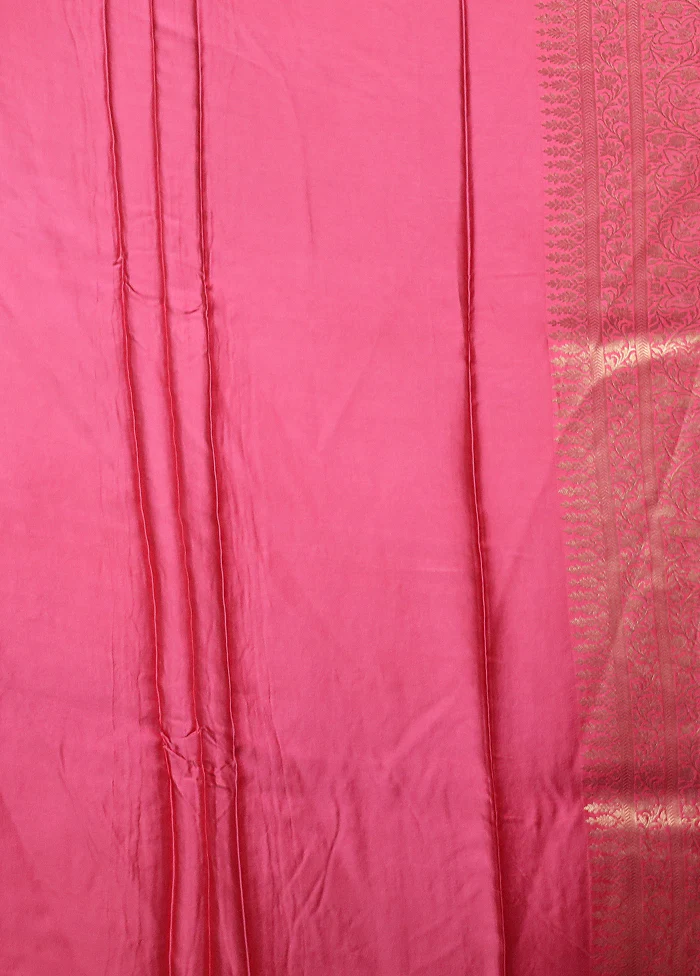 Pink Dupion Silk Saree With Blouse Piece - Image 5