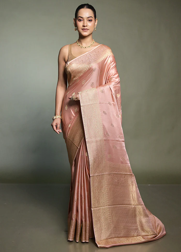Pink Dupion Silk Saree With Blouse Piece