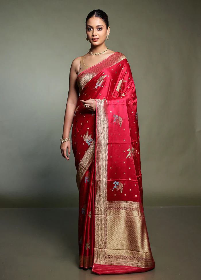 Pink Dupion Silk Saree With Blouse Piece - Image 2