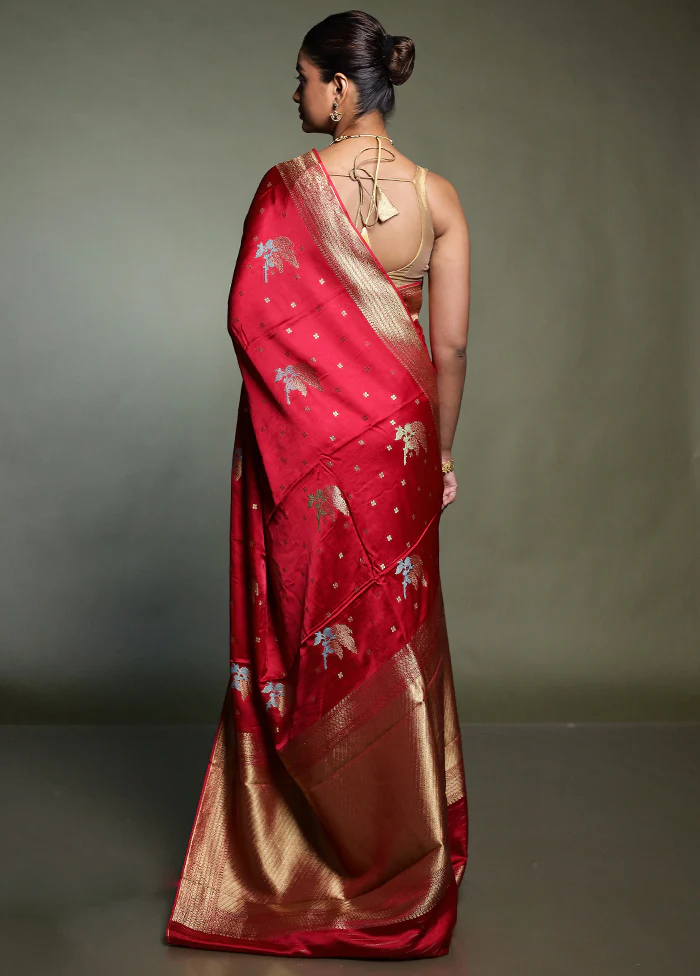 Pink Dupion Silk Saree With Blouse Piece - Image 3