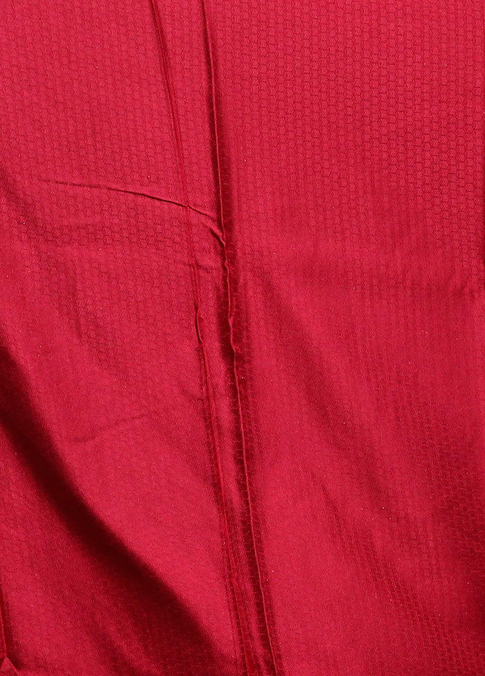 Pink Dupion Silk Saree With Blouse Piece - Image 5