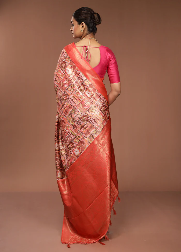 Pink Dupion Silk Saree With Blouse Piece - Image 3