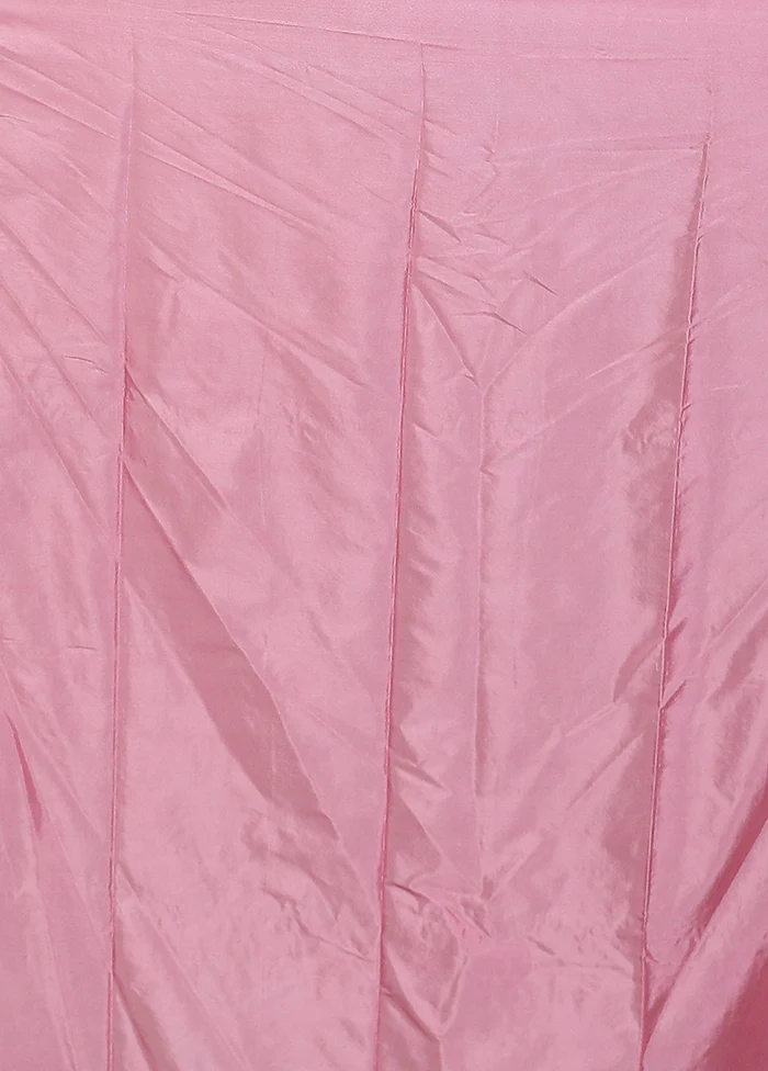 Pink Dupion Silk Saree With Blouse Piece - Image 5