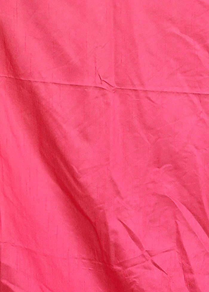 Pink Dupion Silk Saree With Blouse Piece - Image 5