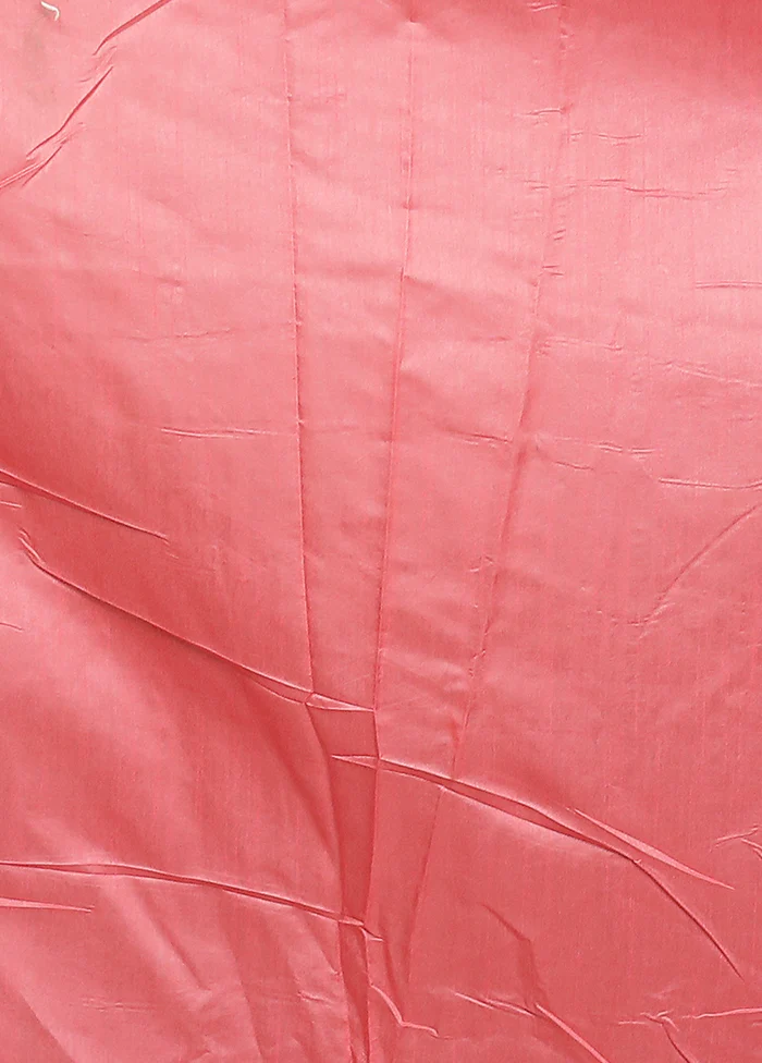 Pink Dupion Silk Saree With Blouse Piece - Image 5