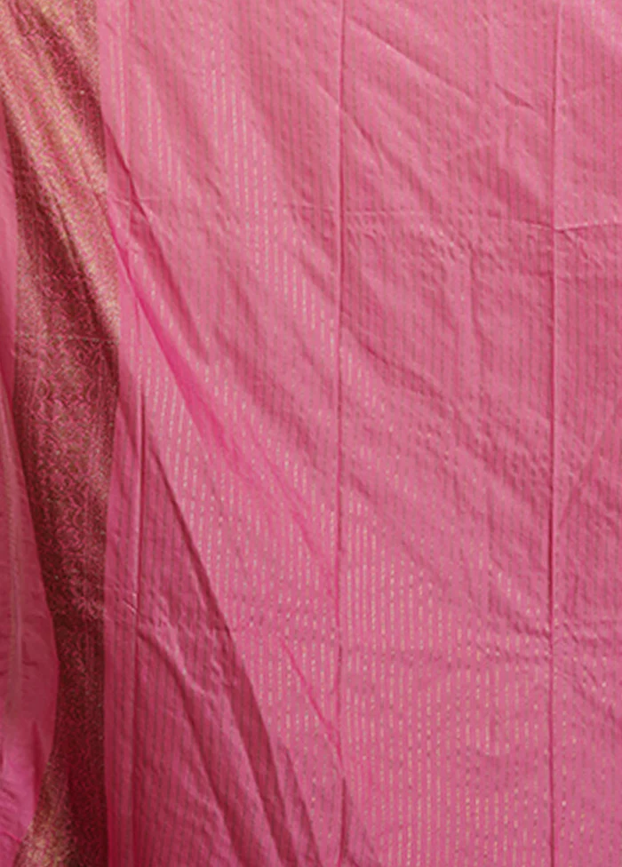 Pink Dupion Silk Saree With Blouse Piece - Image 5