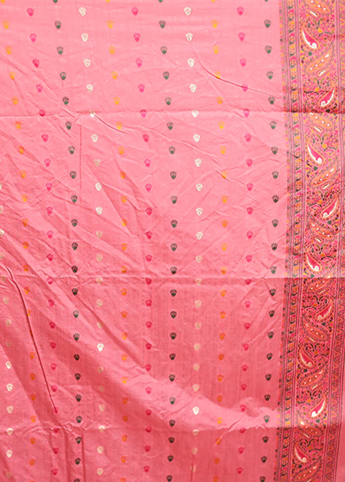 Pink Dupion Silk Saree With Blouse Piece - Image 5