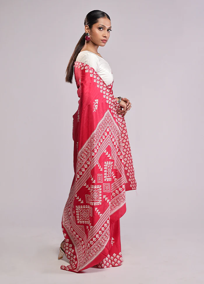 Pink Dupion Silk Saree With Blouse Piece - Image 4