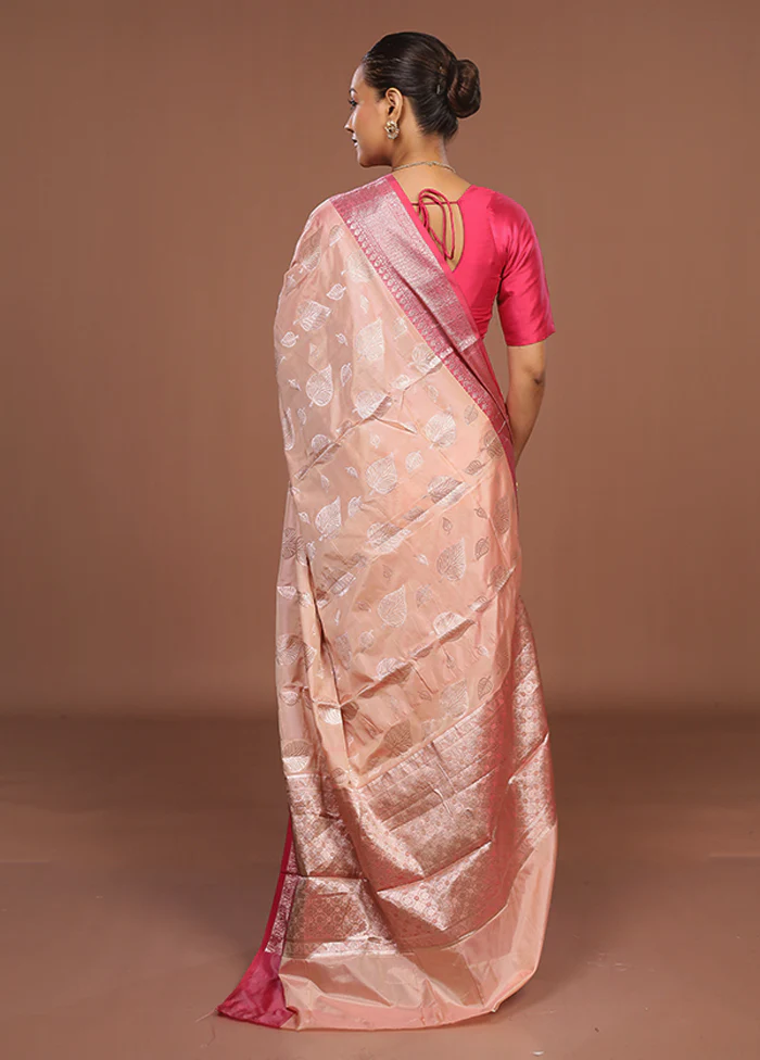 Peach Dupion Silk Saree With Blouse Piece - Image 3