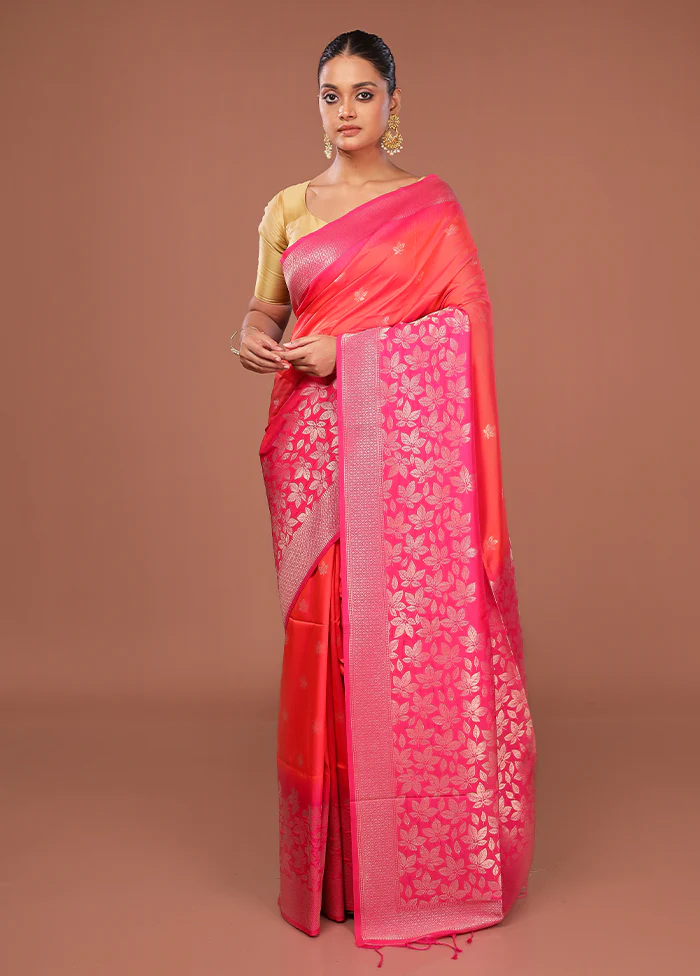 Pink Dupion Silk Saree With Blouse Piece - Image 2