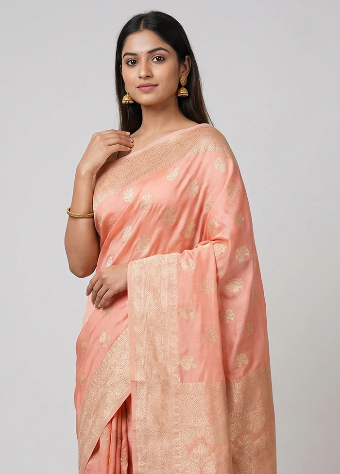 Pink Dupion Silk Saree With Blouse Piece - Image 2