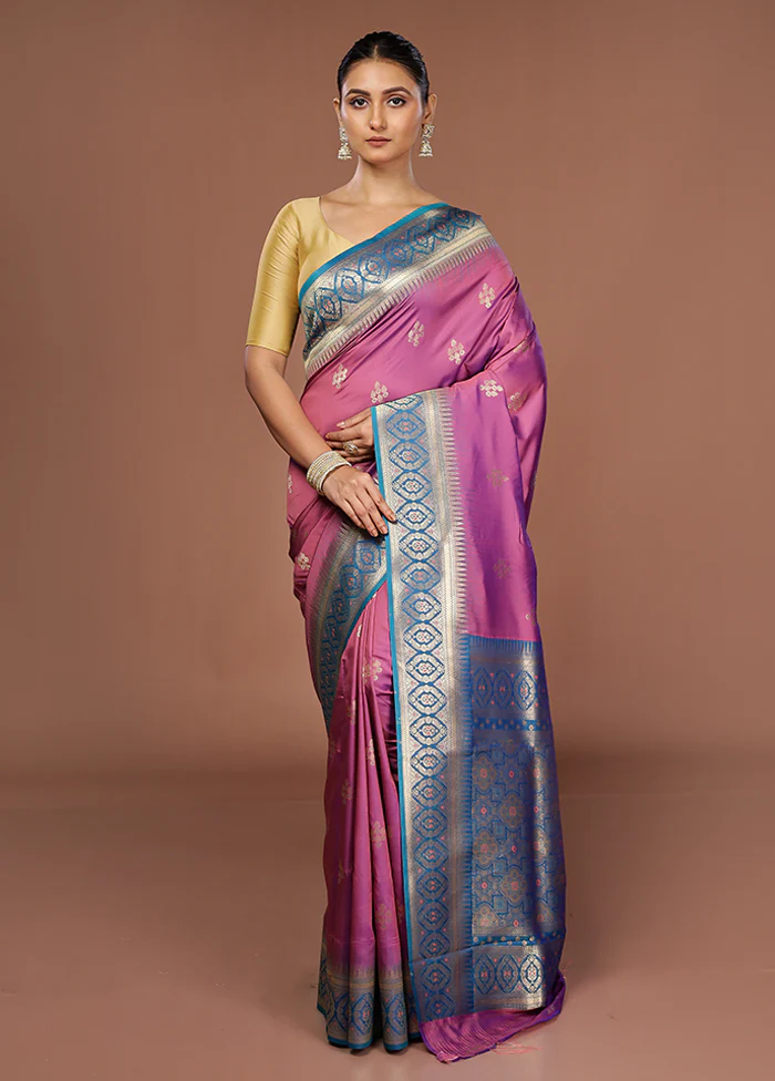 Pink Dupion Silk Saree With Blouse Piece - Image 2
