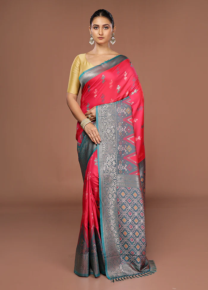 Pink Dupion Silk Saree With Blouse Piece - Image 2
