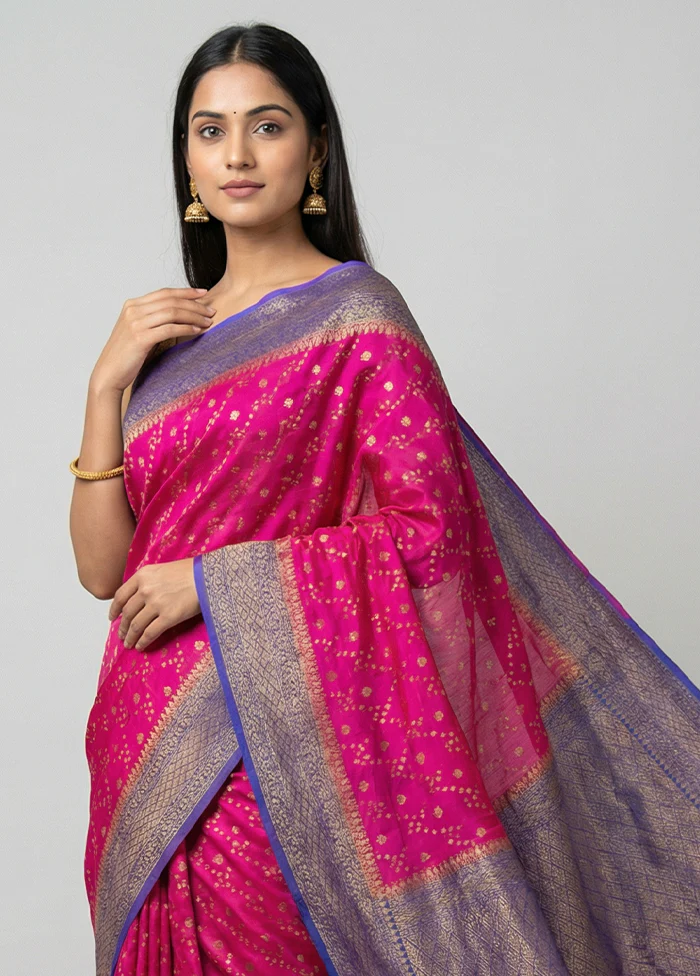 Pink Dupion Silk Saree With Blouse Piece - Image 2
