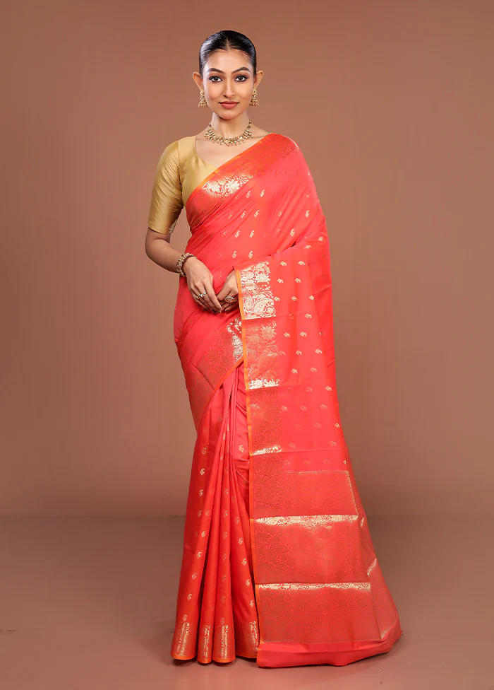 Pink Dupion Silk Saree With Blouse Piece - Image 2